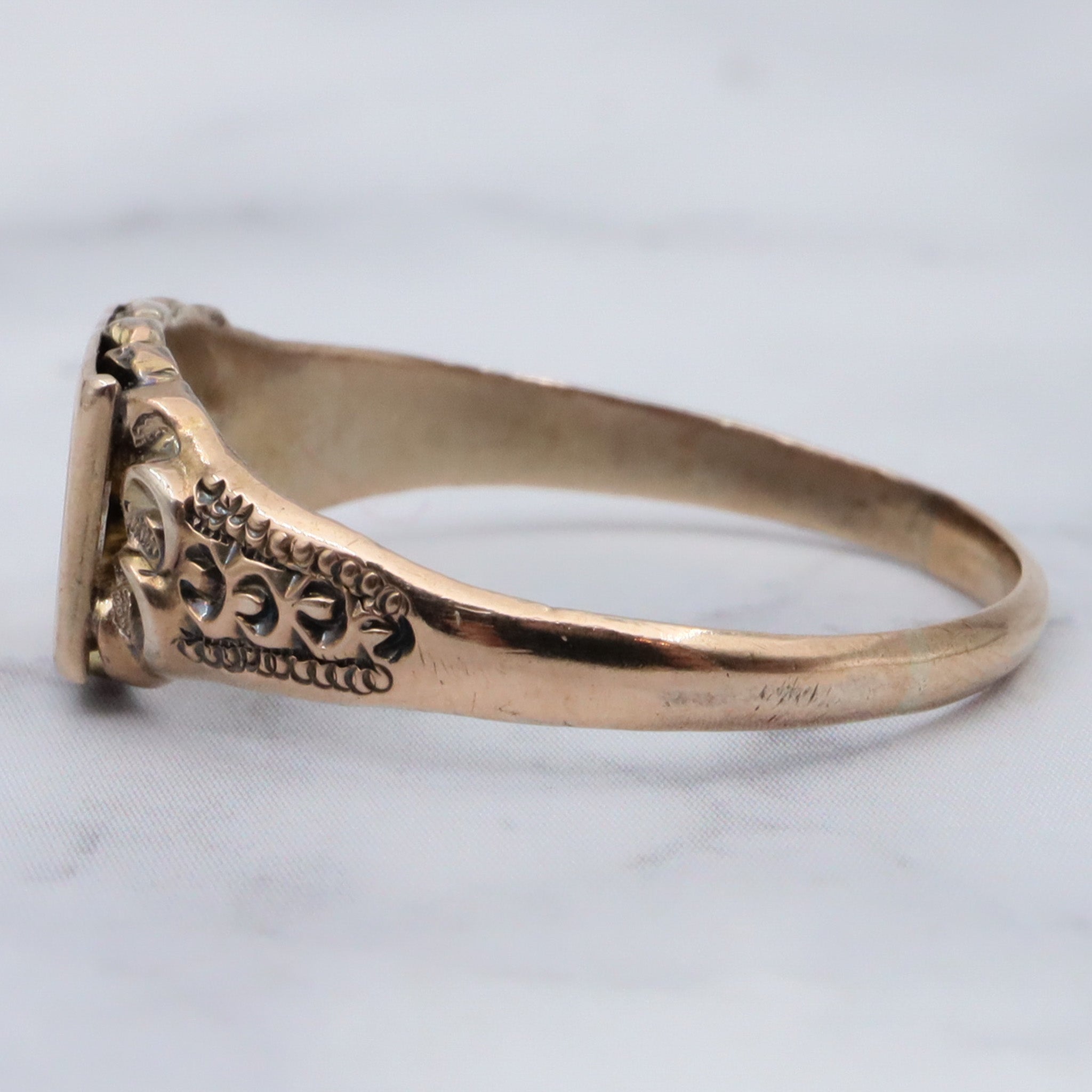 Antique Victorian 14k gold block signet ring, sz 9